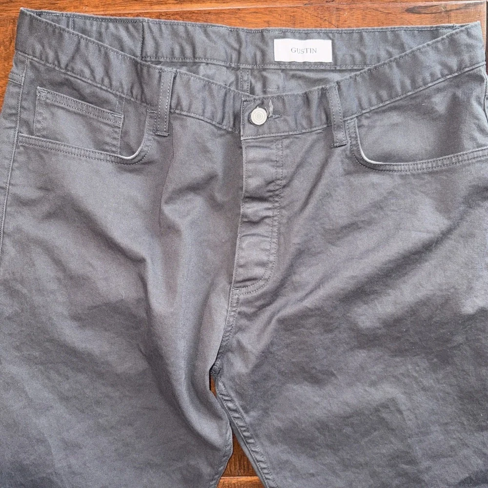 Gustin Caual Pants Button Fly 5 Pocket Size 40  Gray Straight Leg Made USA - Picture 5 of 10